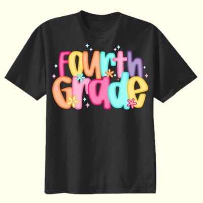 Fourth Grade Colorful Letters 89-131 - Youth Heavy Cotton 100% Cotton T Shirt Thumbnail