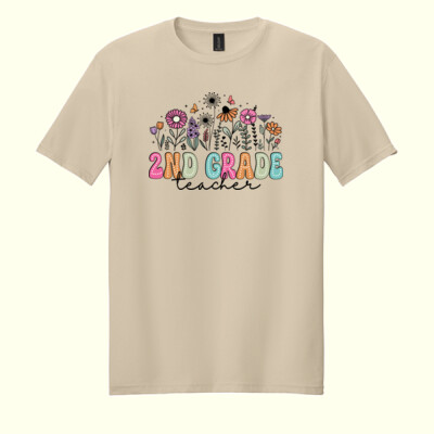 Second Grade Vintage Flowers 89-132 - Adult Softstyle ® T Shirt Thumbnail