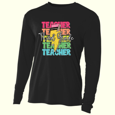 Third Grade Retro Teacher 89-133 - Adult Cooling Performance Long Sleeve Tee Thumbnail