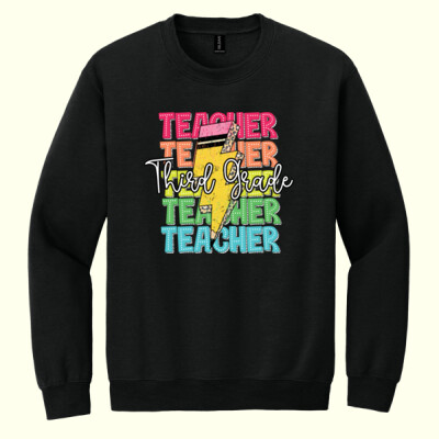 Third Grade Retro Teacher 89-133 - Heavy Blend Crewneck Sweatshirt Thumbnail