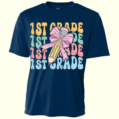 First Grade Coquette Pencil Bow 89-134 - Youth Cooling Performance Short Sleeve Tee Thumbnail