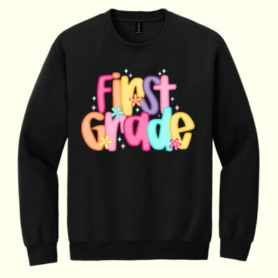 First Grade Colorful Letters 89-139 - Heavy Blend Crewneck Sweatshirt Thumbnail