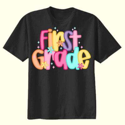 First Grade Colorful Letters 89-139 - Youth Heavy Cotton 100% Cotton T Shirt Thumbnail
