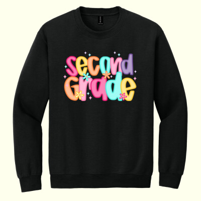 Second Grade Colorful Letters 89-140 - Heavy Blend Crewneck Sweatshirt Thumbnail