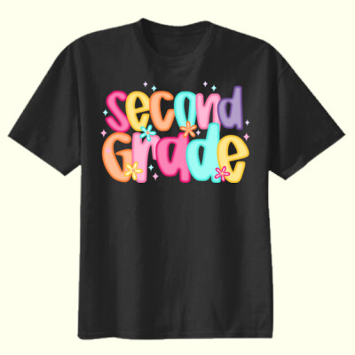 Second Grade Colorful Letters 89-140 - Youth Heavy Cotton 100% Cotton T Shirt Thumbnail