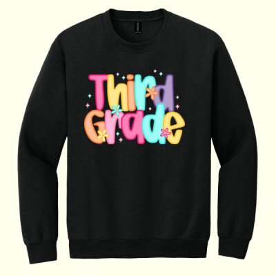 Third Grade Colorful Letters 89-141 - Heavy Blend Crewneck Sweatshirt Thumbnail