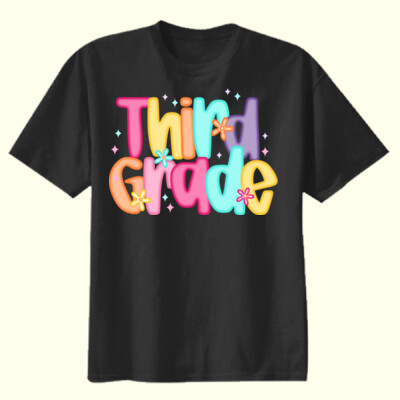 Third Grade Colorful Letters 89-141 - Youth Heavy Cotton 100% Cotton T Shirt Thumbnail