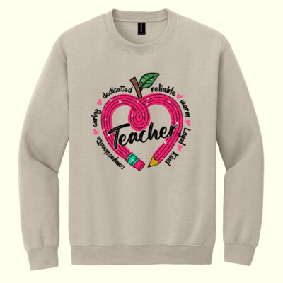 Teacher Heart 99-308 - Heavy Blend Crewneck Sweatshirt Thumbnail
