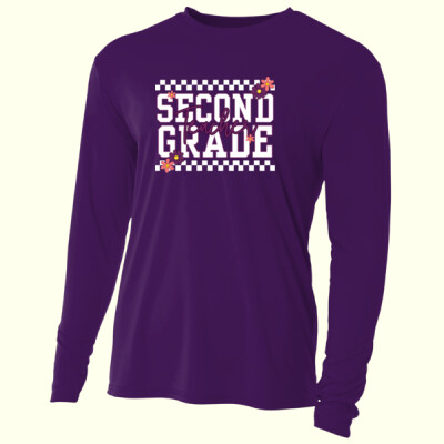 Second Grade Checkered Teacher Purple 89-168 - Adult Cooling Performance Long Sleeve Tee Thumbnail