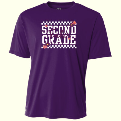 Second Grade Checkered Teacher Purple 89-168 - Adult Cooling Performance Short Sleeve Tee Thumbnail