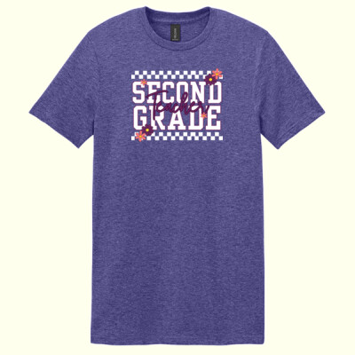 Second Grade Checkered Teacher Purple 89-168 - Adult Softstyle ® T Shirt Thumbnail