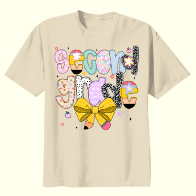 Second Grade Coquette Pencil Bow 89-185 - Youth Heavy Cotton 100% Cotton T Shirt Thumbnail