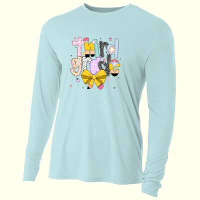 Third Grade Coquette Pencil Bow 89-186 - Adult Cooling Performance Long Sleeve Tee Thumbnail