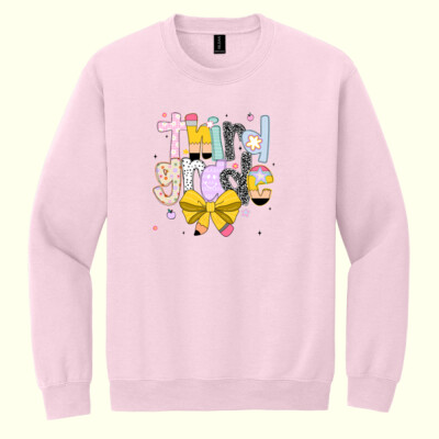 Third Grade Coquette Pencil Bow 89-186 - Heavy Blend Crewneck Sweatshirt Thumbnail