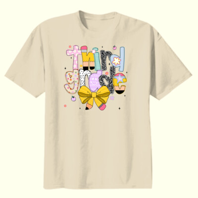 Third Grade Coquette Pencil Bow 89-186 - Youth Heavy Cotton 100% Cotton T Shirt Thumbnail