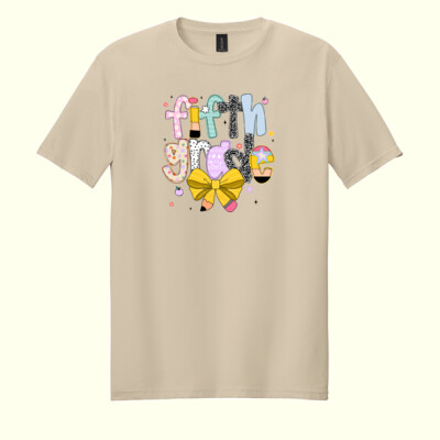 Fifth Grade Coquette Pencil Bow 89-187 - Adult Softstyle ® T Shirt Thumbnail