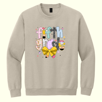 Fifth Grade Coquette Pencil Bow 89-187 - Heavy Blend Crewneck Sweatshirt Thumbnail