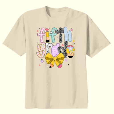 Fifth Grade Coquette Pencil Bow 89-187 - Youth Heavy Cotton 100% Cotton T Shirt Thumbnail