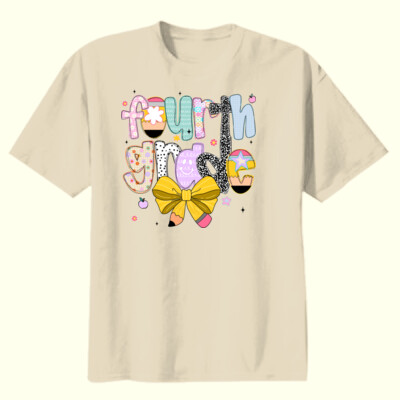 Fourth Grade Coquette Pencil Bow 89-188 - Youth Heavy Cotton 100% Cotton T Shirt Thumbnail