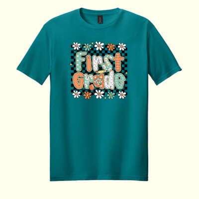 First Grade Checkered 89-192 - Adult Softstyle ® T Shirt Thumbnail
