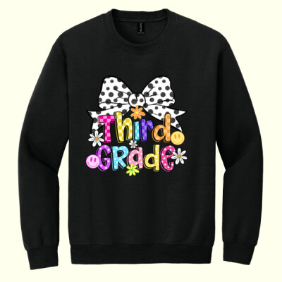 Third Grade Coquette Polka Dot Bow 89-194 - Heavy Blend Crewneck Sweatshirt Thumbnail