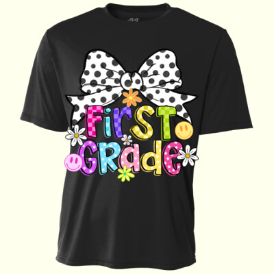 First Grade Coquette Polka Dot Bow 89-195 - Youth Cooling Performance Short Sleeve Tee Thumbnail