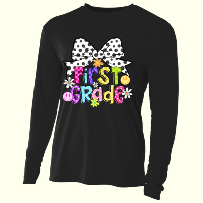 First Grade Coquette Polka Dot Bow 89-195 - Adult Cooling Performance Long Sleeve Tee Thumbnail