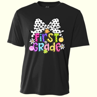 First Grade Coquette Polka Dot Bow 89-195 - Adult Cooling Performance Short Sleeve Tee Thumbnail