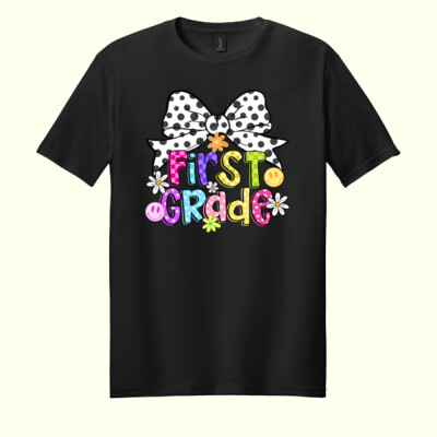 First Grade Coquette Polka Dot Bow 89-195 - Adult Softstyle ® T Shirt Thumbnail