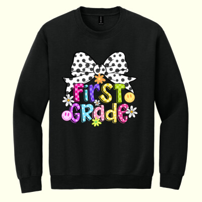 First Grade Coquette Polka Dot Bow 89-195 - Heavy Blend Crewneck Sweatshirt Thumbnail