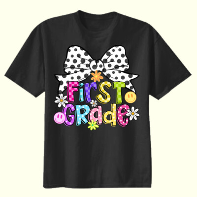 First Grade Coquette Polka Dot Bow 89-195 - Youth Heavy Cotton 100% Cotton T Shirt Thumbnail