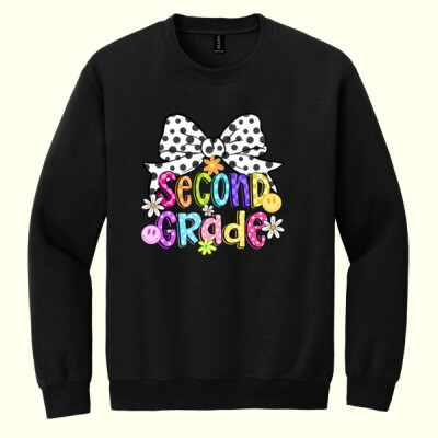 Second Grade Coquette Polka Dot Bow 89-197 - Heavy Blend Crewneck Sweatshirt Thumbnail