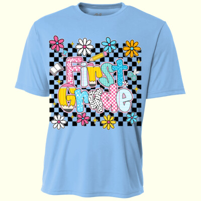 First Grade Checkered Flowers 89-211 - Youth Cooling Performance Short Sleeve Tee Thumbnail