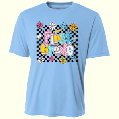 First Grade Checkered Flowers 89-211 - Adult Cooling Performance Short Sleeve Tee Thumbnail