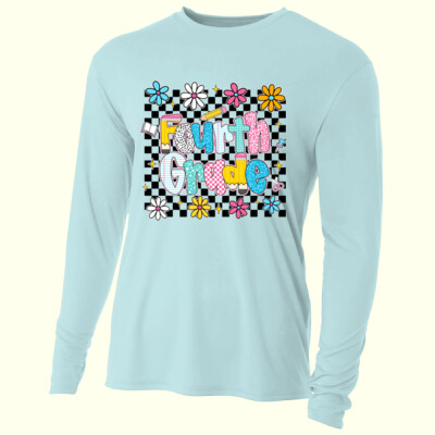 Fourth Grade Checkered Flowers 89-213 - Adult Cooling Performance Long Sleeve Tee Thumbnail