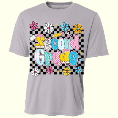 Second Grade Checkered Flowers 89-215 - Youth Cooling Performance Short Sleeve Tee Thumbnail
