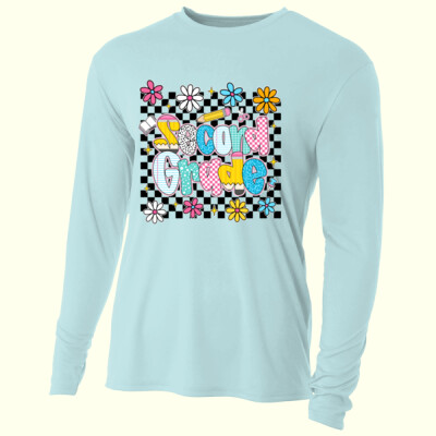 Second Grade Checkered Flowers 89-215 - Adult Cooling Performance Long Sleeve Tee Thumbnail