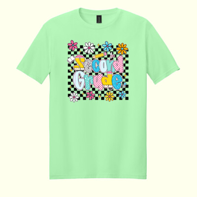 Second Grade Checkered Flowers 89-215 - Adult Softstyle ® T Shirt Thumbnail