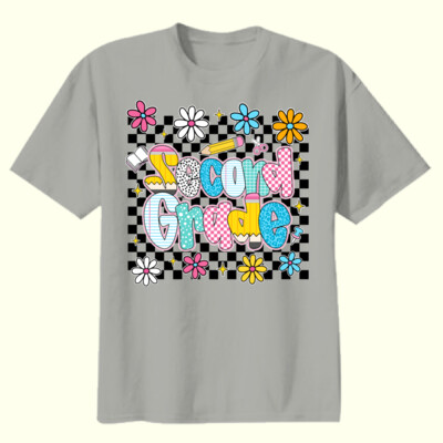 Second Grade Checkered Flowers 89-215 - Youth Heavy Cotton 100% Cotton T Shirt Thumbnail
