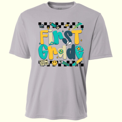 First Grade Checkered Teal 89-216 - Youth Cooling Performance Short Sleeve Tee Thumbnail