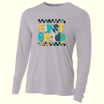 First Grade Checkered Teal 89-216 - Adult Cooling Performance Long Sleeve Tee Thumbnail