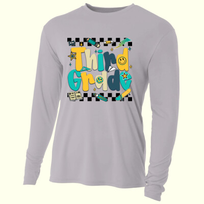Third Grade Retro School Pattern 89-218 - Adult Cooling Performance Long Sleeve Tee Thumbnail