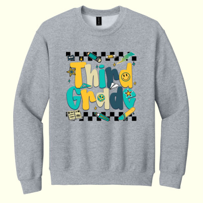 Third Grade Retro School Pattern 89-218 - Heavy Blend Crewneck Sweatshirt Thumbnail