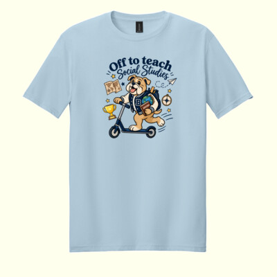 Off to Teach Social Studies 83-302 - Adult Softstyle ® T Shirt Thumbnail