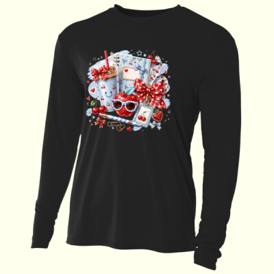 Cherry & Bows Teacher Design 🍒🎀 99-325 - Adult Cooling Performance Long Sleeve Tee Thumbnail