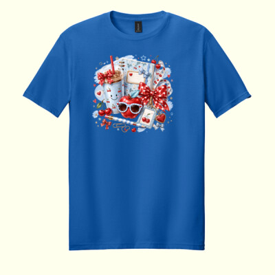 Cherry & Bows Teacher Design 🍒🎀 99-325 - Adult Softstyle ® T Shirt Thumbnail