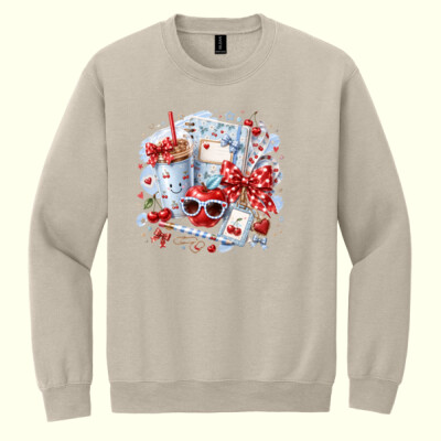 Cherry & Bows Teacher Design 🍒🎀 99-325 - Heavy Blend Crewneck Sweatshirt Thumbnail