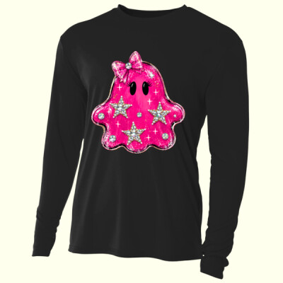 Pink Sparkle Ghost 🎀👻40-004 - Adult Cooling Performance Long Sleeve Tee Thumbnail