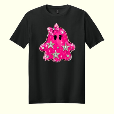 Pink Sparkle Ghost 🎀👻40-004 - Adult Softstyle ® T Shirt Thumbnail