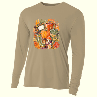 Cozy Fall Teacher 🍂☕ 40-002 - Adult Cooling Performance Long Sleeve Tee Thumbnail